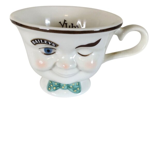 BAILEYS Yum Face Mug Winking Man Vintage 1996 Limited Edition Green Bow Tie 3" - Picture 1 of 5